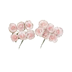 12 ROSES PAPIER SUR TIGE 3.5CM ROSE CHAMPAGNE