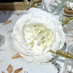 2 ROSES À POSER 11CM BLANC