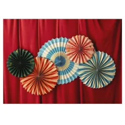 5 ROSETTES CARTON CIRQUE 26-43CM MULTICOLORE