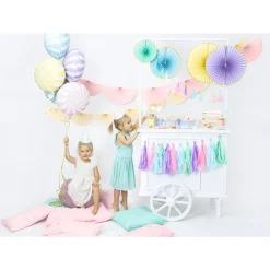 3 ROSETTES SUGAR PARTY 23-32-40CM JAUNE CLAIR