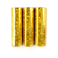3 ROULEAUX DE SERPENTINS HOLOGRAPHIQUES 4M OR