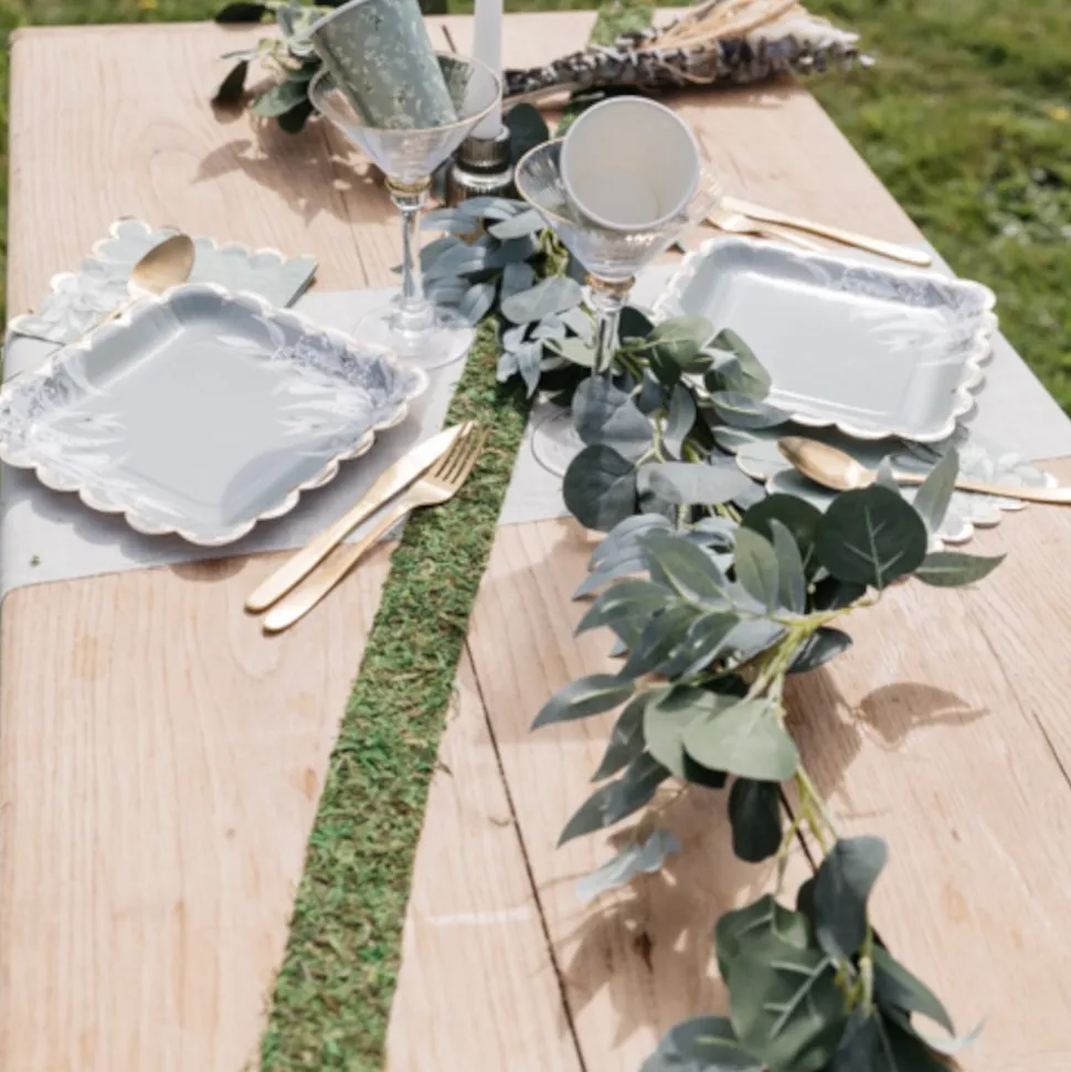 RUBAN DE TABLE MOUSSE NATURE VÉGÉTAL 5CMX5M VERT
