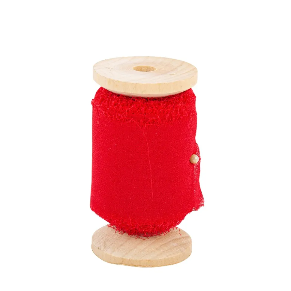 RUBAN MOUSSELINE SOIE EFFILOCHÉ 5CMX5M ROUGE