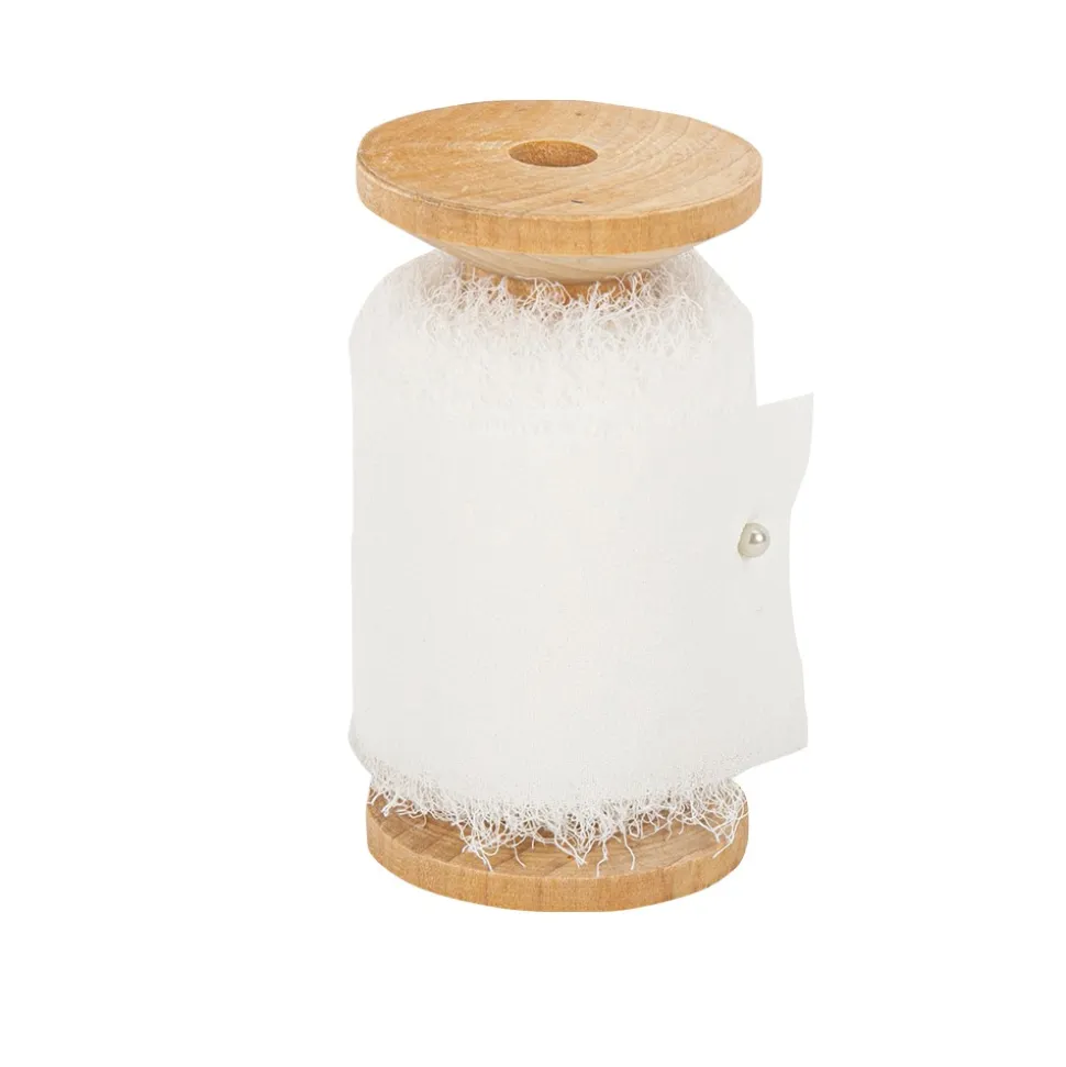 RUBAN MOUSSELINE SOIE EFFILOCHÉ 5CMX5M BLANC