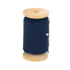 RUBAN MOUSSELINE SOIE EFFILOCHÉ 5CMX5M BLEU MARINE