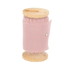 RUBAN MOUSSELINE SOIE EFFILOCHÉ 5CMX5M VIEUX ROSE