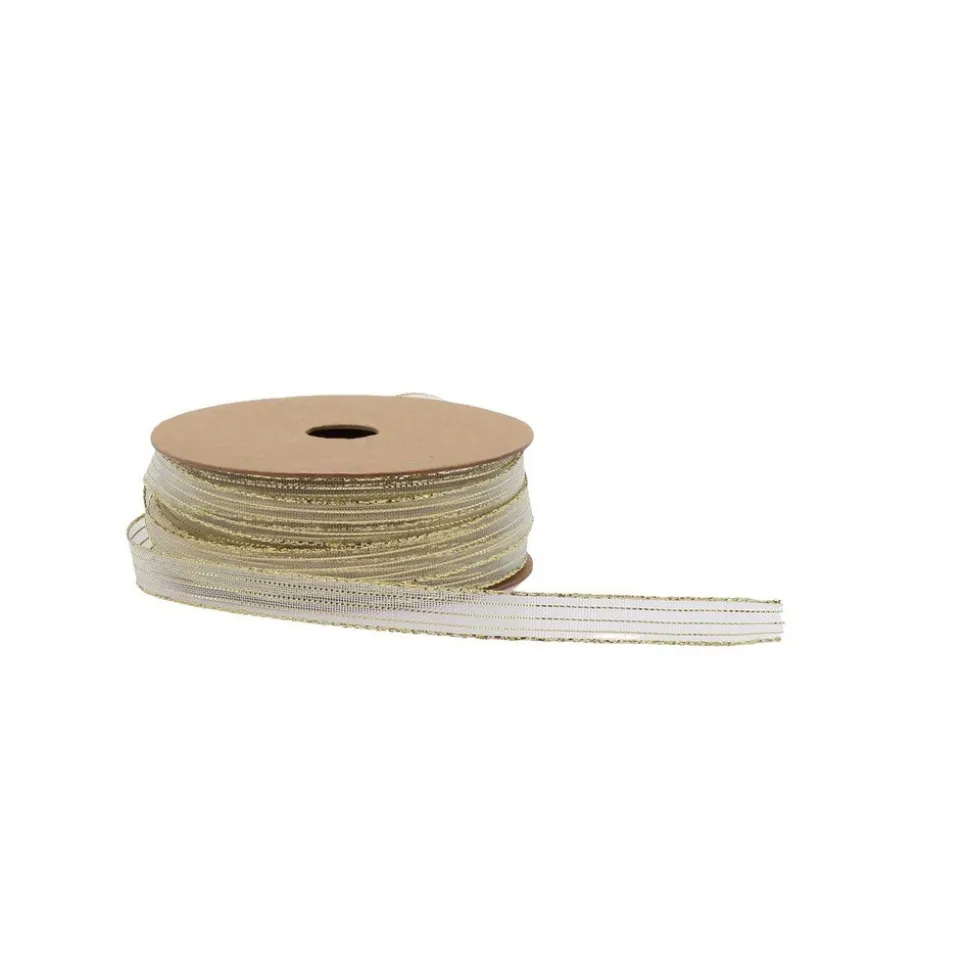 RUBAN ORGANZA LISERÉ OR 1CMX5M