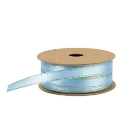 RUBAN SATIN LISERÉ OR 1CMX5M BLEU