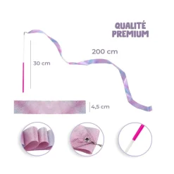 2 RUBANS DANSE GYMNASTIQUE 4.5CMX2M ROSE