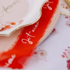 RUBAN SOIE EFFILOCHÉ JE T'AIME BLANC 4CMX3M ROUGE