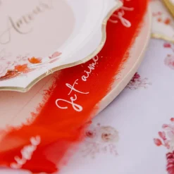 RUBAN SOIE EFFILOCHÉ JE T'AIME BLANC 4CMX3M ROUGE