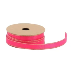 RUBAN TISSU LISERÉ OR 1CMX5M FRAMBOISE