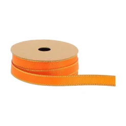 RUBAN TISSU LISERÉ OR 1CMX5M ORANGE