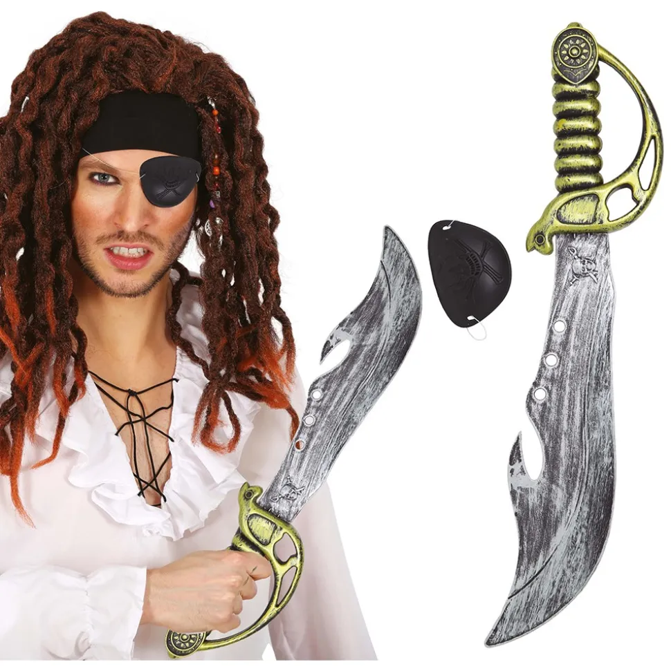 SABRE JOUET ET CACHE-IL PVC PIRATE ADULTE