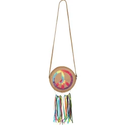 SAC BANDOULIÈRE ROND PEACE LOVE HIPPIE 22CM ADULTE
