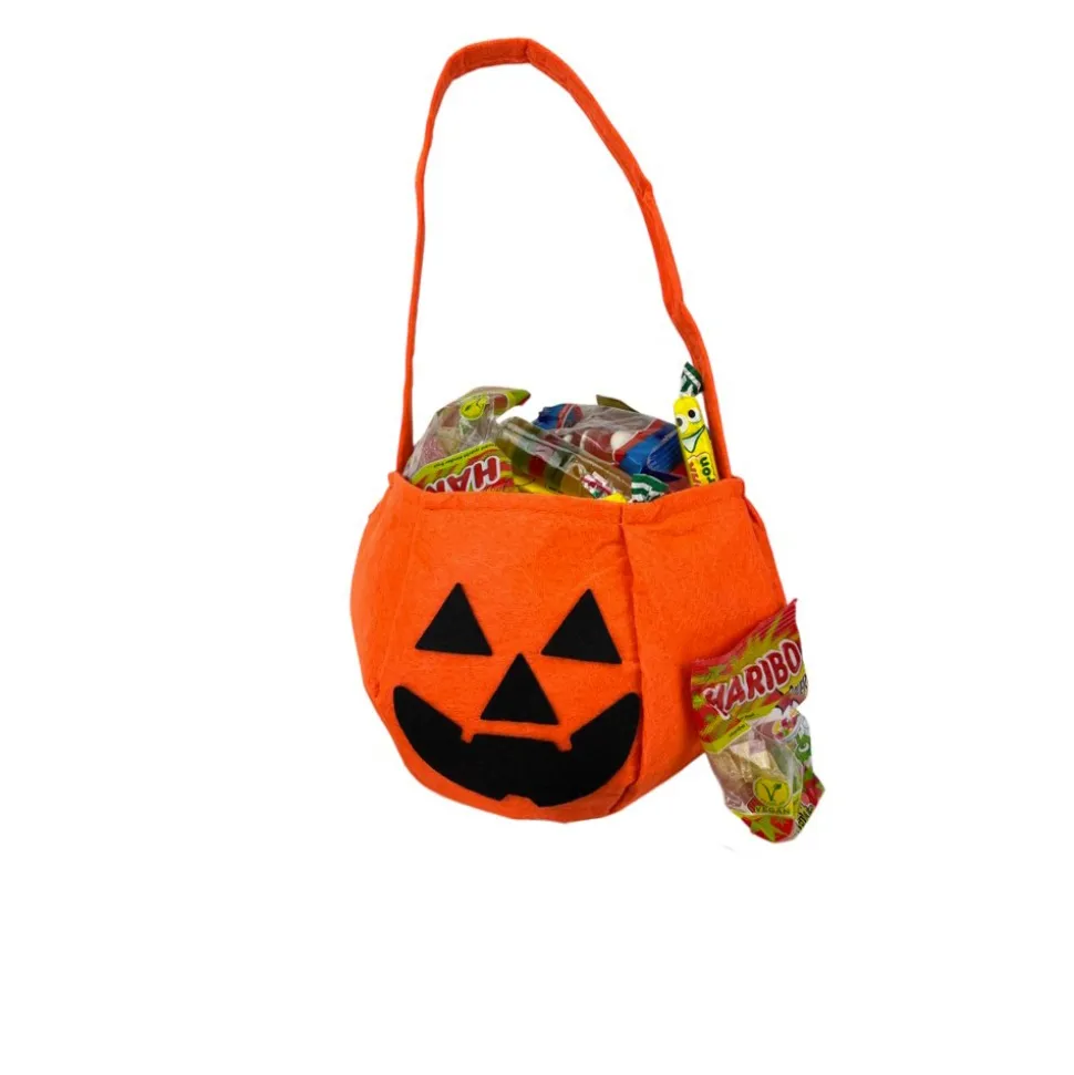 SAC BONBONS FEUTRINE CITROUILLE 28X20CM ORANGE