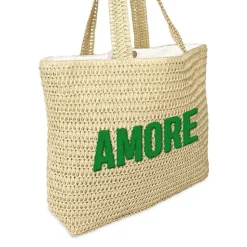 SAC CABAS ÉTÉ RAPHIA TUFTE AMORE 52X16X38CM