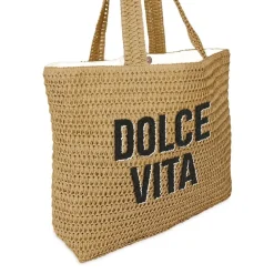 SAC CABAS ÉTÉ RAPHIA TUFTE DOLCE VITA 50.5X16X38CM