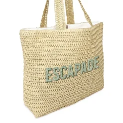 SAC CABAS ÉTÉ RAPHIA TUFTE ESCAPADE 52X16X38CM