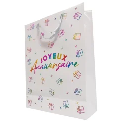 SAC CADEAU ANNIVERRSAIRE 30X40CM MULTICOLORE