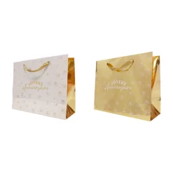 SAC CADEAU ANNIVERSAIRE 30X25CM OR