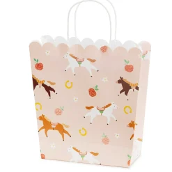 SAC CADEAU CARTON CHEVAL FLEUR 23X22X8.5CM ROSE