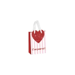 SAC CADEAU CARTON CUR PAILLETÉ 11X6.5X14.5CM ROUGE