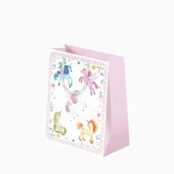SAC CADEAU CARTON LICORNE MAGIQUE 26X10X32CM ROSE