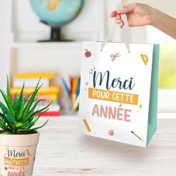 SAC CADEAU CARTON MERCI ANNÉE SCOLAIRE 26X13X32CM