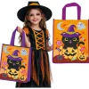 SAC CHASSE BONBONS CHAT SORCIER 36X30CM ORANGE