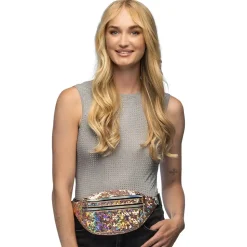 SAC DE TAILLE FESTIF HOLOGRAPHIQUE REFLET OR ROSE
