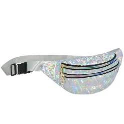 SAC DE TAILLE FESTIF HOLOGRAPHIQUE REFLET ARGENT