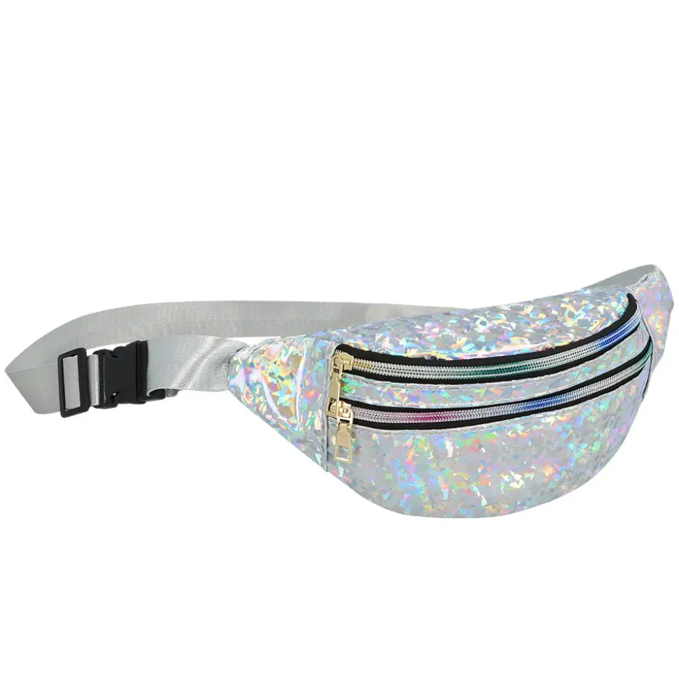 SAC DE TAILLE FESTIF HOLOGRAPHIQUE REFLET ARGENT