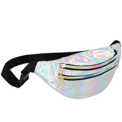 SAC DE TAILLE FESTIF HOLOGRAPHIQUE ARGENT ADULTE