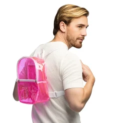 SAC À DOS TRANSPARENT 90S 28X23X10CM ROSE FLUO