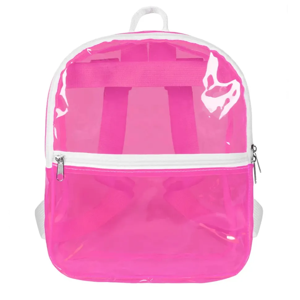 SAC À DOS TRANSPARENT 90S 28X23X10CM ROSE FLUO