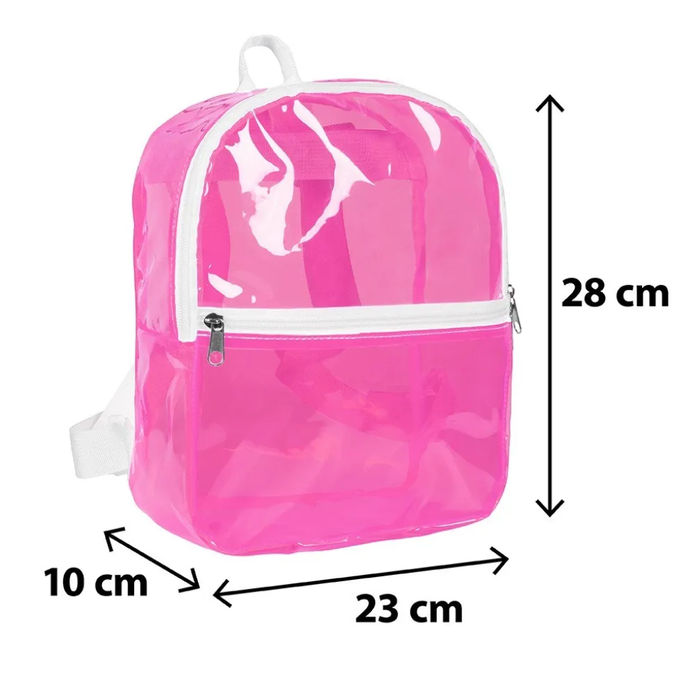SAC À DOS TRANSPARENT 90S 28X23X10CM ROSE FLUO