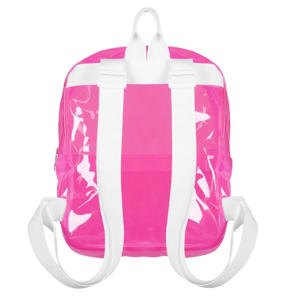 SAC À DOS TRANSPARENT 90S 28X23X10CM ROSE FLUO