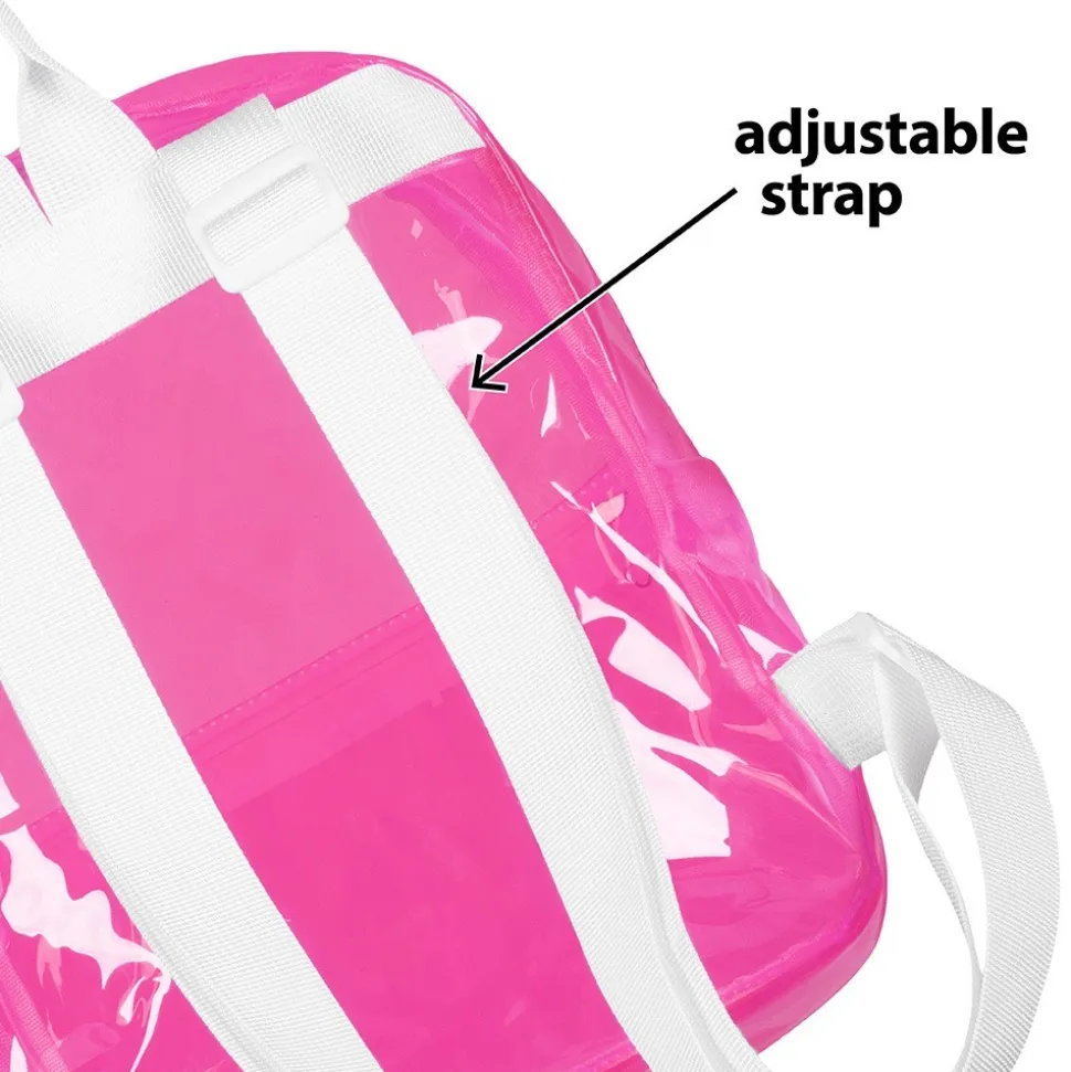 SAC À DOS TRANSPARENT 90S 28X23X10CM ROSE FLUO