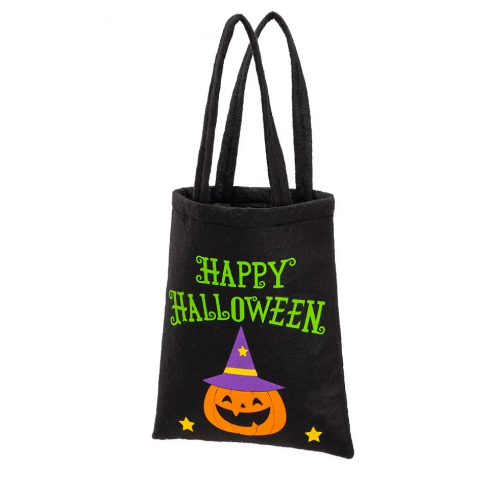 SAC FEUTRINE HAPPY HALLOWEEN 42X21CM NOIR