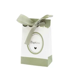 10 SACHETS CARTON BAPTÊME 7.5X12.5X4.5CM VERT