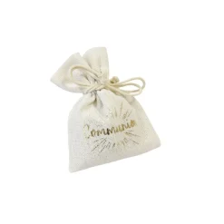 4 SACHETS TOILE JUTE COMMUNION DORÉ
