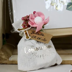 4 SACHETS TOILE JUTE COMMUNION DORÉ