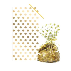 20 SACHETS TRANSPARENTS 12X28CM POIS OR