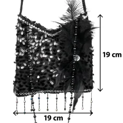 SAC À MAIN FLAPPER CHARLESTON 25CM NOIR