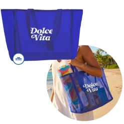 SAC PLAGE MESH DOLCE VITA 37X57X15CM BLEU