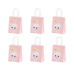 6 SACS CADEAU HALLOWEEN SQUELETTE 14X18X6 CM