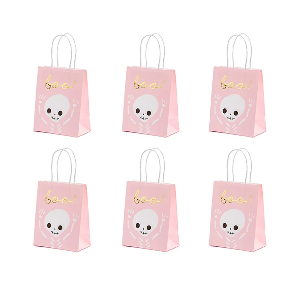 6 SACS CADEAU HALLOWEEN SQUELETTE 14X18X6 CM