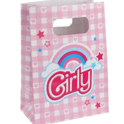 10 SACS CADEAUX PAPIER POUPÉE GIRLY 13X7X18CM ROSE