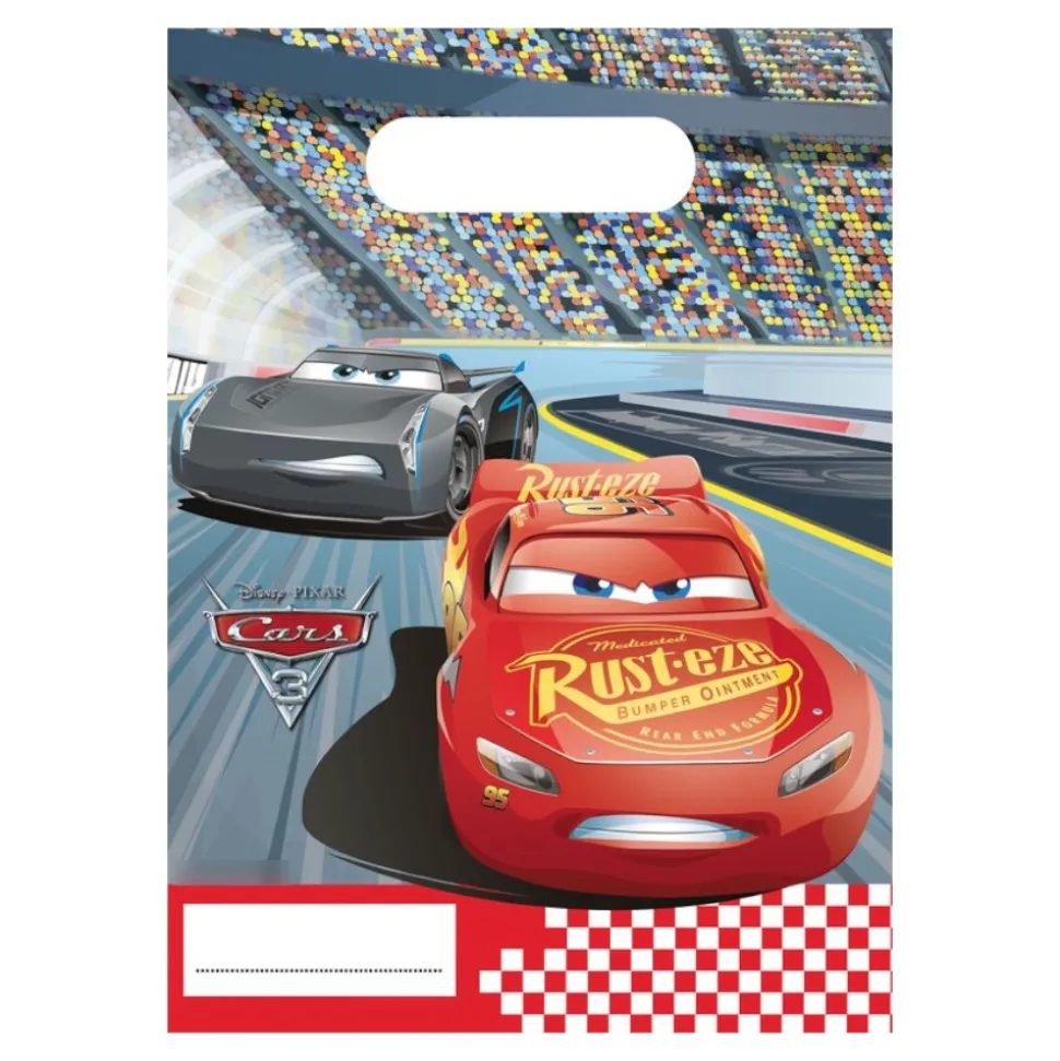 6 SACS CADEAUX PLASTIQUE CARS 23X16.5CM